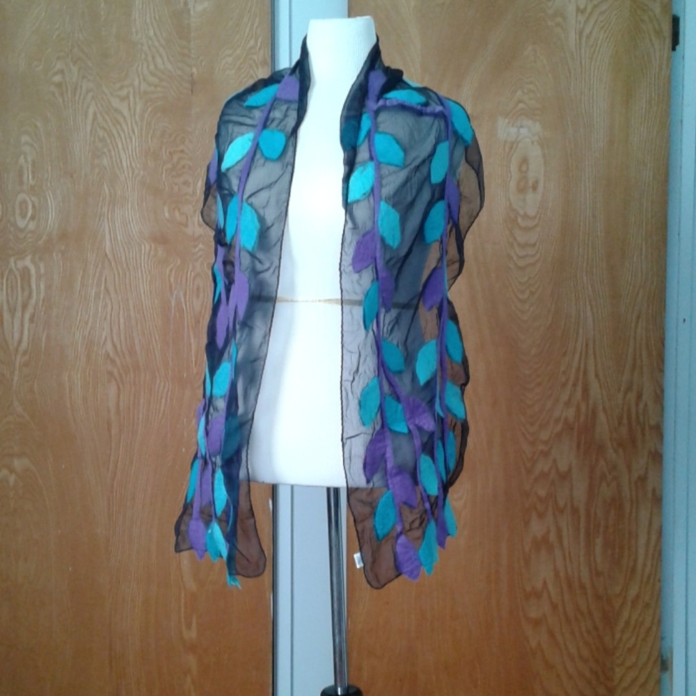 Handmade Multicolor wool and silk scarf